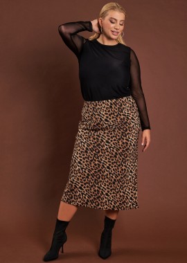 - PRBT Mίντι φούστα σατινέ animal print