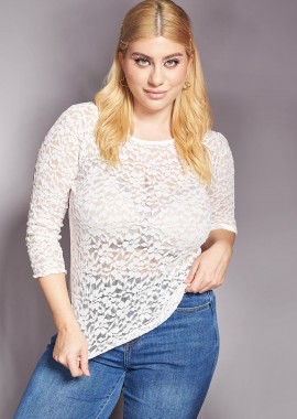 - PRBT Μπλούζα δαντέλα με τρουακάρ μανίκια