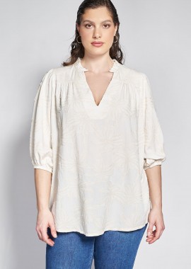 - PRBT Μπλούζα Mπροκάρ με Τρουακάρ Μανίκια