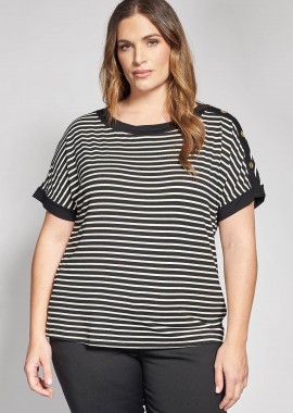 - Ριγέ μπλούζα από ελαστικό ζέρσεϊ με διακοσμητικά κουμπιά