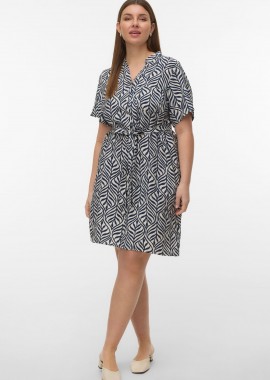 - Σεμιζιέ Φόρεμα Εμπριμέ Γεωμετρικό με Ζώνη VERO MODA