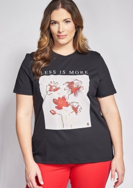 - T-shirt βαμβακερό με στάμπα φλοράλ Less is More
