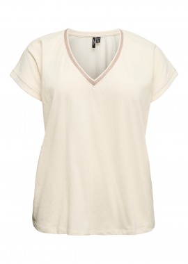 - V-λαιμόκοψη T-shirt με lurex από σύμμεικτο Οργανικό βαμβάκι VERO MODA