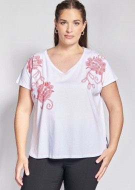 - Βαμβακερό T-shirt με Φλοράλ σχέδιο