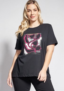 - Βαμβακερό T-Shirt με φόιλ φλοράλ στάμπα