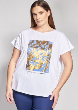 - Βαμβακερό t-shirt με foil floral τύπωμα