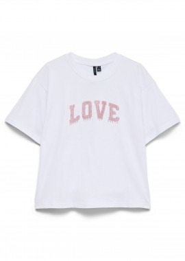 - Βαμβακερό T-Shirt με λογότυπο LOVE με χάντρες