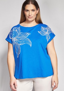 - Βαμβακερό T-shirt με Statement Φλοράλ Τύπωμα