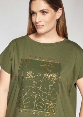 - Βαμβακερό t-shirt με χρυσό τύπωμα nature