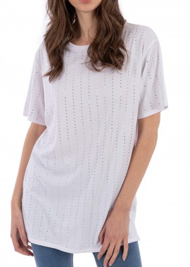 Freddy - Μπλούζα Κοντομάνικη Freddy Mε Στρας S0WFNT1-W Γυναικείο