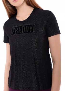 Freddy - Μπλούζα Κοντομάνικη Freddy Glitter Effect F0WALT2-NMY Γυναικείο
