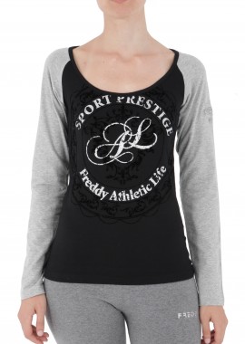 Freddy - Μπλούζα Μακρυμάνικη Freddy Διχρωμία Με Τύπωμα 31338-N-H Γυναικείο