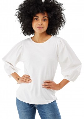 Mexx - Top Mexx Jersey Body Woven 3/4 Sleeve FL2045023W-Off White Γυναικείο