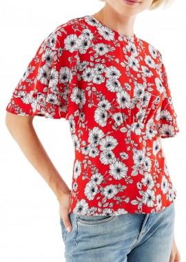 Mexx - Top Mexx Ruffle Sleeve Floral GN2042023W-Red Γυναικείο