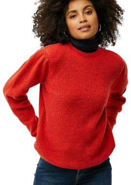 Mexx - Πουλόβερ Mexx Round Neck Puff Sleeve JO0959026W-Bright Orange Γυναικείο