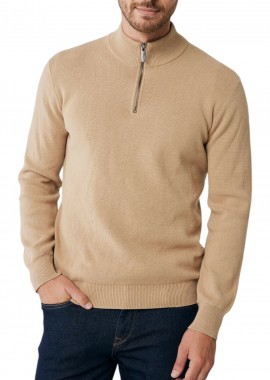 Mexx - Πουλόβερ Mexx Half Zip TH09150036M-Dark Sand Ανδρικό