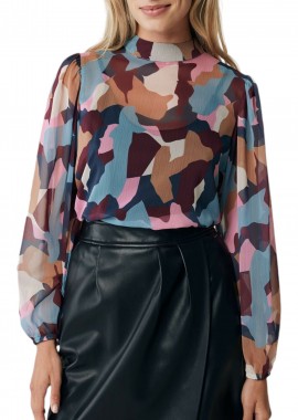 Mexx - Μπλούζα Μακρυμάνικη Mexx Printed High Neck TU0406036W-Multicolor Γυναικείο