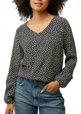 Mexx - Μπλούζα Μακρυμάνικη Mexx V-neck Blouse Aop TU0409026W-BLACK Γυναικείο