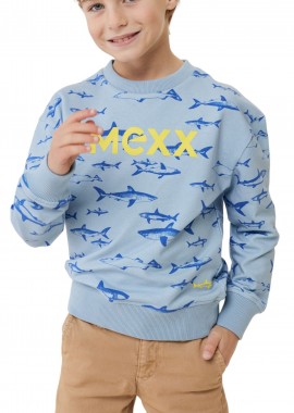 Mexx - Μπλούζα Μακρυμάνικη Mexx Dropped Shoulder All Over Print TU1824033B-Light Blue Αγόρι