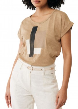 Mexx - Top Mexx Capsleeve Woven Front Jersey Back TU2008033W-Sand Γυναικείο