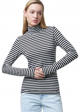 Mexx - Μπλούζα Μακρυμάνικη Mexx Striped Turtle Neck TU2177026W-Off White Γυναικείο