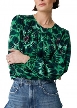 Mexx - Μπλούζα Μακρυμάνικη Mexx Printed With Puff Sleeves And Shoulderpleats XC0418036W-Bright Green Γυναικείο