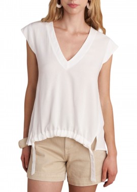 Attrattivo - Μπλούζα Αμάνικη Attrattivo Με Λαιμό V 91372261-OFF WHITE Γυναικείο