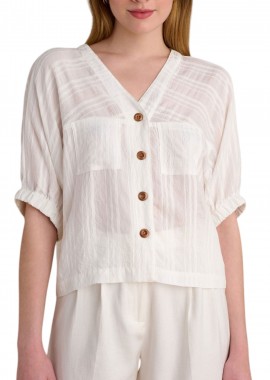 Attrattivo - Πουκάμισο Μακρυμάνικο Attrattivo Ριγέ 9920673-OFF WHITE Γυναικείο