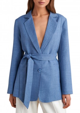 Attrattivo - Σακάκι Attrattivo Με Ζώνη 9921163-LIGHT BLUE Γυναικείο