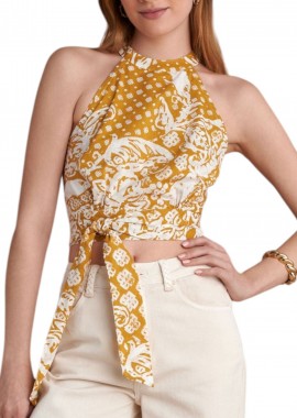 Attrattivo - Top Attrattivo Εμπριμέ Με Δέσιμο Πίσω 9921263-PINEAPPLE Γυναικείο