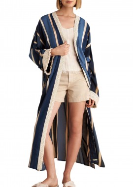 Attrattivo - Ζακέτα Attrattivo Κιμονό Μακρύ Ριγέ 9921721-MULTICOLOR Γυναικείο