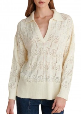 Attrattivo - Μπλούζα Μακρυμάνικη Attrattivo Πλεκτή Με Πέρλες 9P22084-OFF WHITE Γυναικείο