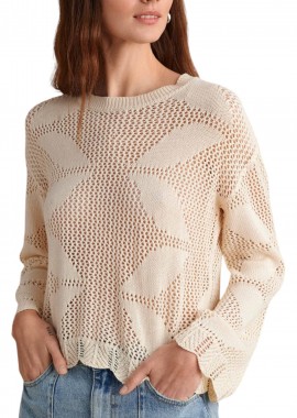 Attrattivo - Μπλούζα Μακρυμάνικη Attrattivo Με Διάτρητη Πλέξη 9P22466-OFF WHITE Γυναικείο