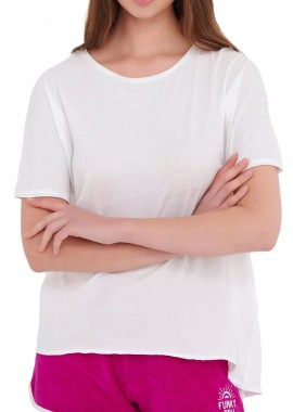 Funky Buddha - Μπλούζα Κοντομάνικη Funky Buddha Oversized FBL005-105-04-WHITE Γυναικείο