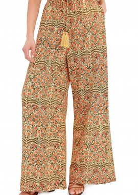Funky Buddha - Παντελόνι Υφασμάτινο Funky Buddha Εμπριμέ FBL005-116-02-DK ORANGE Γυναικείο