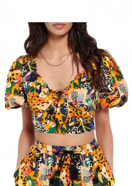 Funky Buddha - Top Funky Buddha Με Φουσκωτά Μανίκια FBL007-103-17-MULTI Γυναικείο