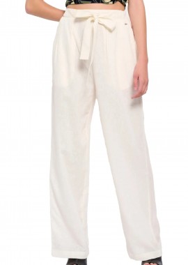 Funky Buddha - Παντελόνι Υφασμάτινο Funky Buddha Με Ζώνη FBL007-114-02-OFF WHITE Γυναικείο