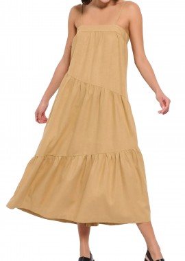 Funky Buddha - Φόρεμα Funky Buddha Midi FBL007-132-13-OAT MILK Γυναικείο