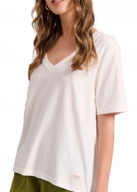 Funky Buddha - Μπλούζα Κοντομάνικη Funky Buddha Basic FBL009-176-04-OFF WHITE Γυναικείο