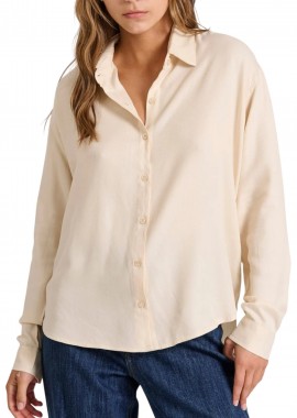 Funky Buddha - Πουκάμισο Μακρυμάνικο Funky Buddha Από Βισκόζη FBL010-100-05-OFF WHITE Γυναικείο