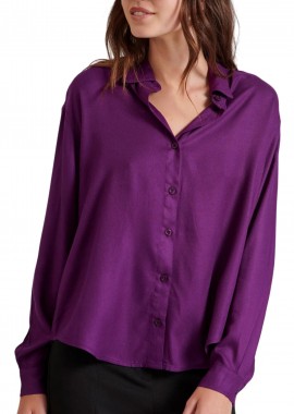 Funky Buddha - Πουκάμισο Μακρυμάνικο Funky Buddha Από Βισκόζη FBL010-100-05-PURPLE Γυναικείο