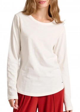 Funky Buddha - Μπλούζα Μακρυμάνικη Funky Buddha Με Στρογγυλή Λαιμόκοψη FBL010-100-07-OFF WHITE Γυναικείο