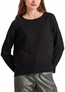 Funky Buddha - Μπλούζα Μακρυμάνικη Funky Buddha Πλεκτό Με Στρογγυλή Λαιμόκοψη FBL010-100-09-BLACK Γυναικείο