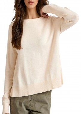 Funky Buddha - Μπλούζα Μακρυμάνικη Funky Buddha Πλεκτό Με Στρογγυλή Λαιμόκοψη FBL010-100-09-CHALK Γυναικείο