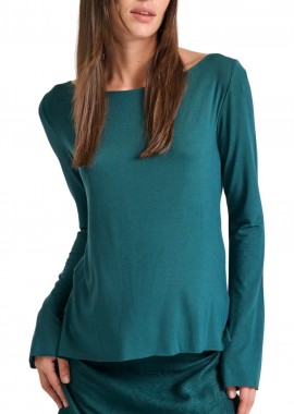 Funky Buddha - Μπλούζα Μακρυμάνικη Funky Buddha Raw Edges FBL010-103-07-DK MOSS Γυναικείο