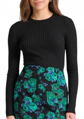 Funky Buddha - Μπλούζα Μακρυμάνικη Funky Buddha Γυναικείο Πλεκτό Με Λαιμόκοψη FBL010-103-09-BLACK Γυναικείο