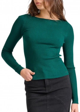 Funky Buddha - Μπλούζα Μακρυμάνικη Funky Buddha Γυναικείο Πλεκτό Με Λαιμόκοψη FBL010-103-09-DEEP EMERALD Γυναικείο