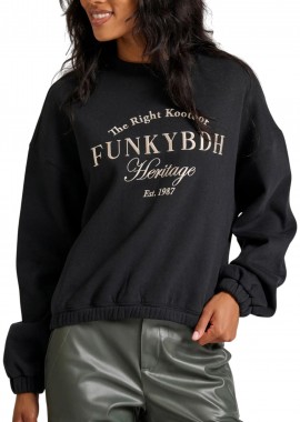 Funky Buddha - Μπλούζα Μακρυμάνικη Funky Buddha Γυναικείο Φούτερ Με Λαιμόκοψη FBL010-107-06-BLACK Γυναικείο
