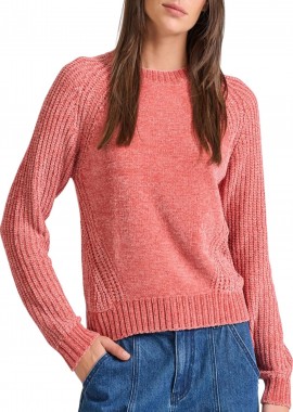 Funky Buddha - Μπλούζα Μακρυμάνικη Funky Buddha Σενίλ Με Στρογγυλή Λαιμόκοψη FBL010-111-09-MINERAL RED Γυναικείο