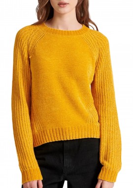 Funky Buddha - Μπλούζα Μακρυμάνικη Funky Buddha Σενίλ Με Στρογγυλή Λαιμόκοψη FBL010-111-09-YELLOW MUSTARD Γυναικείο